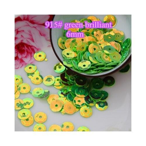 Loose Sequins 30g 6mm Cup Round Sequin Paillettes Sewing Decoration Artesanatos Acessorios Costura 915# Green Brilliant