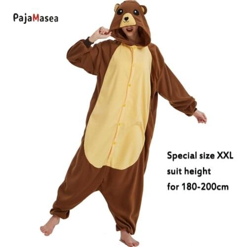 Large XXL Brown Bear Kigurumi Women Pajamas Animal Onsie Costume Cartoon Men Onesies for Adults Cosplay Pyjama One Piece Pijamas