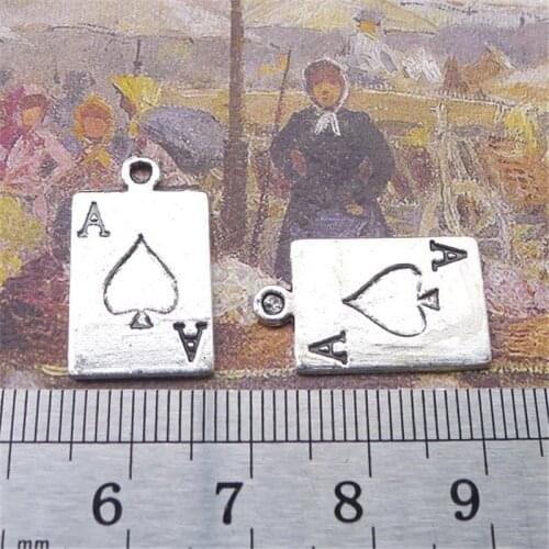 Poker Black A Charm Pendants Jewelry Making Finding DIY Bracelet Necklace Earring Accessories Handmade 5pcs