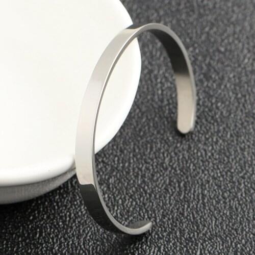 Simple Silver Plated Cuff Bangle for Man and Women 316L Stainless Steel Opening Bracelet Trend Men Women Nightclub Party Jewelry