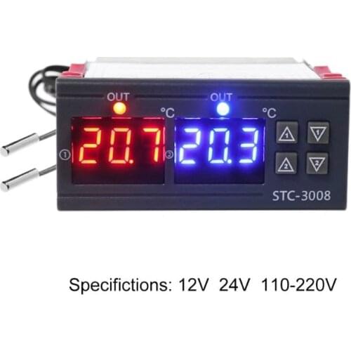 AC 110V 220V DC 12V 24V 10ADigital Temperature & Humidity Controller Thermostat & Humidistat Duble Display