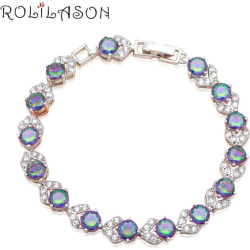 ROLILASON Glamorous Bracelets for Ladies silver color Mystic Zircon Super Supplier Wholesale Fashion Jewelry for Party TB906