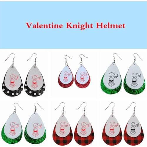 Faux Leather Earrings For Valentine Knight Helmet 2021 New Style Mix Color