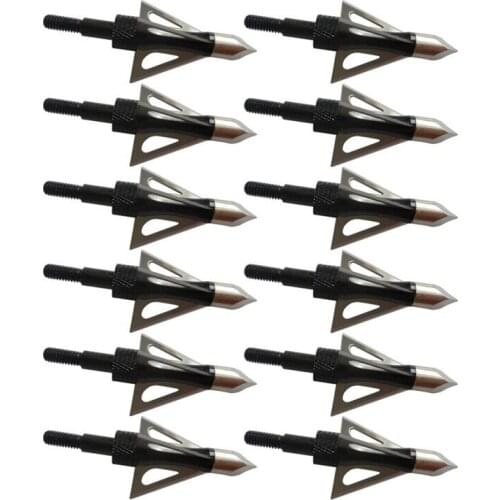 High-quality 6/12/24pcs 100 Grains 3-Blade Black Hawk Hunting Arrowhead Tips of Aluminum Alloy for Replace Arrow Broadhead