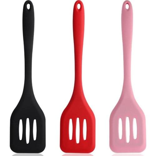 1pc Heat Resistant Silicone Spatula Non-Stick Slotted Cooking Turner Stirring Utensil Cooking Utensil Kitchen Supplies