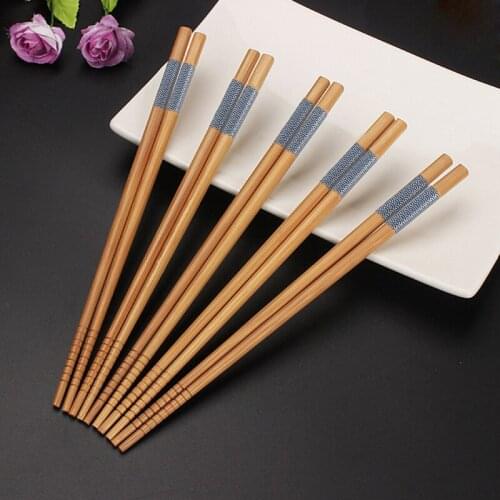 5 Pairs Japanese Style Bamboo Ecological Chopsticks Handmade Wood Wooden Sushi Chopsticks Kitchen Accessories