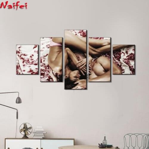 Diamond Painting 5 Piece Erotic Wall Art for Living Room Couple Pictures diamond embroidery Artwork Home Decor for Bedroom