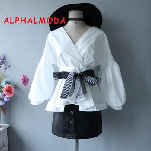ALPHALMODA Womens Fashion Shirts