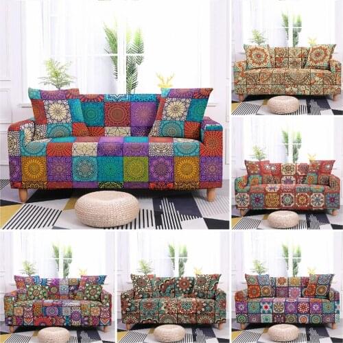 Classical Bohemia Printed Elastic Washable Sofa Covers for Home Single Love Seat Sofa Protection Cover Universal Slipcover