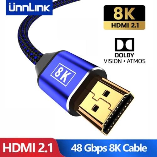 Unnlink HDMI-compatible 2.1 Cable 1.8M 8K@60Hz 4K@120Hz 2K@144Hz HDR 48Gbps HDCP2.2 7.1 for Splitter Switch PS4 TV xbox Computer