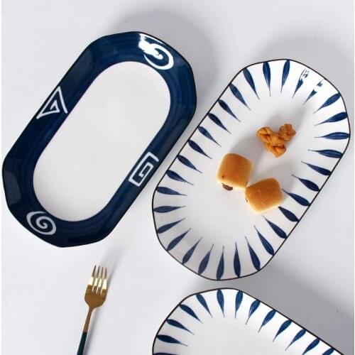 Ceramic Plates Dinner Dessert Sushi Bread Fruit Plate Nordic Creative Glaze Color Tableware Storage Tray Snack Dishes Hone Decor