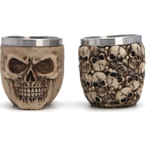 Stainless Steel Resin Drinking Mug Skeleton Skull Coffee Cup Halloween Decor