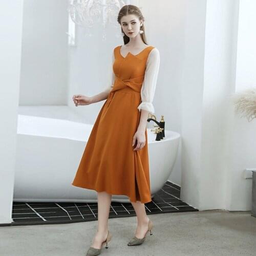 Summer Fashion Elegant 3/4 Sleeve U-neck A-line Simple Plus Size Women Party Cocktail Dresses