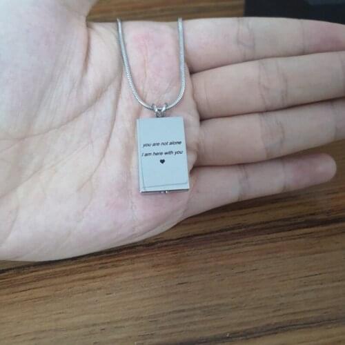 Small Dog Tag Shape Cremation Ashes Memorial Pendant for Men/Women,You are not alone I am here with you Keepsake Locket