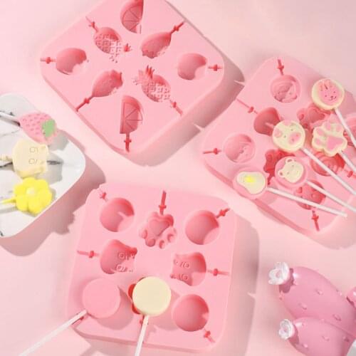 Cartoon Silicone Mold Diy Candy Lollipop Chocolate Ice Cube Mold Baking Accessories Ice Cream Popsicle Mold