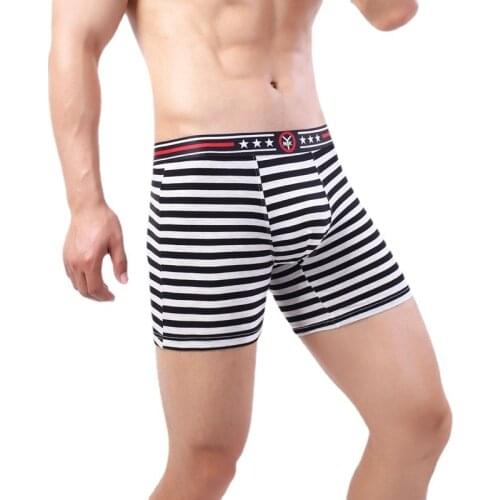 Mens Striped Underwear Seamless Slip Boxer Shorts Cueca Sports Breathable Underpants Sleepwear Calzoncillos Hombre Panties 2XL