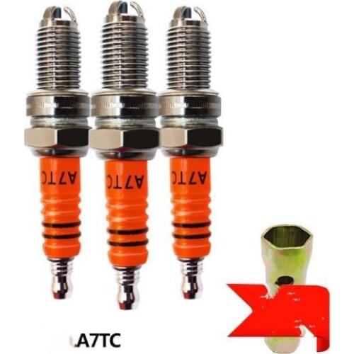 Paquete de 2 bujías de 3 electrodos de carrera A7tc para 50cc 110cc 125cc 150cc Dirt Bike Go Kart for Moto Guzzi motorcycle