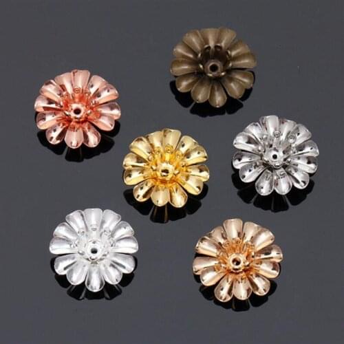 SIXTY TOWFISH 20 Pieces DIY Jewelry Accessories Size 14*5mm Copper Materials Flower Slice Charms