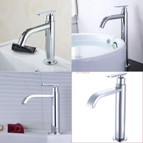 Deck Mounted Chrome Finishing Stainless Steel Cold Water 2 Models Tall and Short Basin Faucet L17138