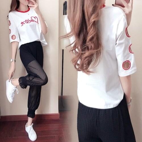 Tracksuit Womens Summer New Style Korean Casual Fashion Temperament Cropped Pants Two-piece Womens Pants Suit