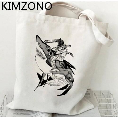 Chainsaw Man shopping bag reusable recycle bag grocery tote canvas bag sacola string reciclaje foldable sac toile