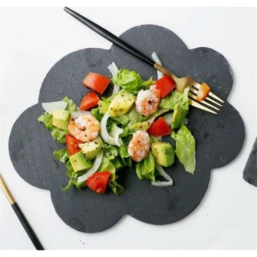 Cloud Shape Natural Slate Dinner Plate Solid Stone Steak Dish Sushi Barbecue Pizza Fruit Cheese Flat Plate Food Tea Tray