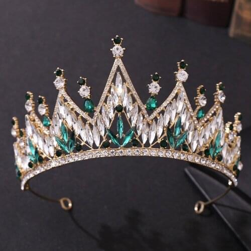 Baroque Crystal Tiaras And Crowns Triangle Princess Pageant Headband Wedding Hair Accessories Evening Dress Bridal Jewelry New