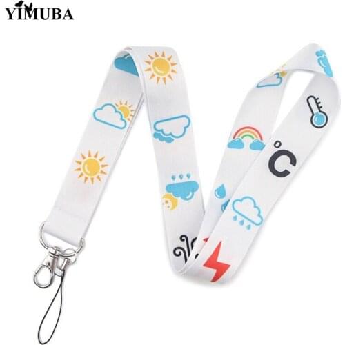 YIMUBA Daily Weather Lanyards Key Chain Cartoon Webbing Ribbon Mobile Phone Straps Students Keyholder DIY Hanging Rope Key Ring
