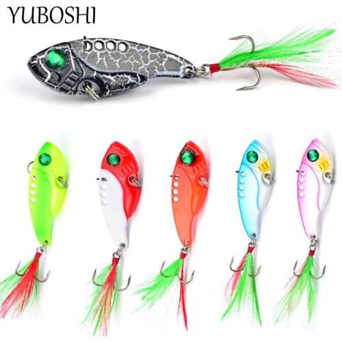 YUBOSHI Brand 8 Colors Metallic Sequin VIB Fishing Bait 11g/5.5cm Vibration Rotating Winter Trout Hard Bait New