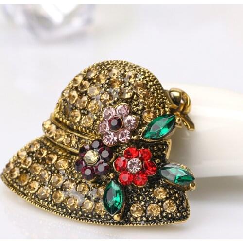 Vintage Flowers Gold-color Woman Hat Brooches Women Girls Brooch Pins Fashion Jewelry Wedding Accessories Decoration