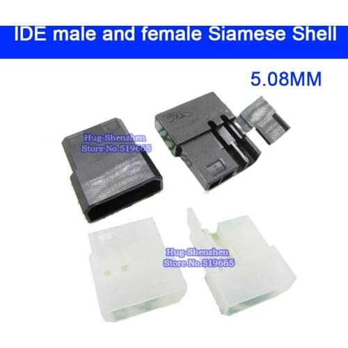 100pcs Power double head 4P IDE one-piece plastic shell male and female integrated half open IDE 4Pin Power Connector 5.08mm