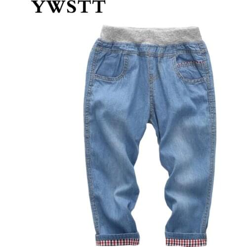 2018 Childrens Boys Jeans Solid Thin Denim Baby Boys Jeans For Boy Denim Straight Jeans Casual Pants Trousers 2-7 Year