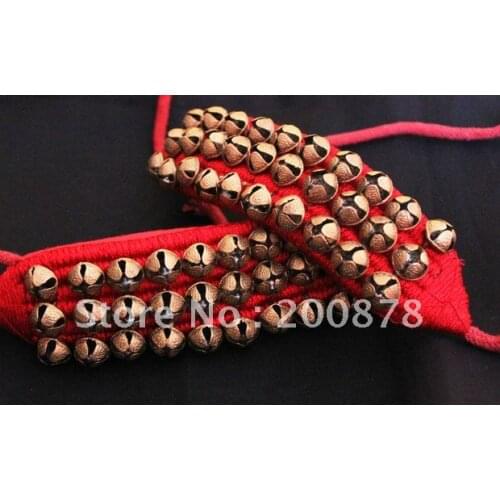 BB-261 Indian handmade dancing anklet bracelet,brass bells,black and red