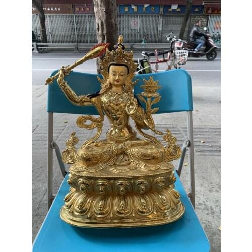 45cm LARGE high grade HOME Altar efficacious Protection Talisman Buddhism gilding Bodhisattva Manjusri buddha COPPER statue A1