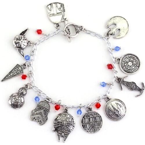 Movie Star Wars Series Charm Bracelets Jewelry BB8 Robot Darth Vader Stormtrooper Pendants Bracelet Female Cosplay A Bracelet