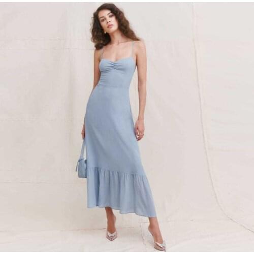 Idyllic elegant solid color V-neck swing dress popular European and American womens dlqz1170