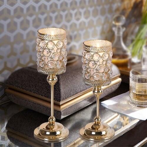 European Table Candlestick Ornaments Nordic Romantic Crystal Candlestick Gold Ornaments Candelabra Candle Holder Home Decor