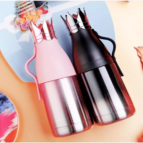 Crown water bottle Vacuum Cup 304 Stainless Steel Queen Thermos Travel Water Bottles Outdoor Drinkware 4 Colors