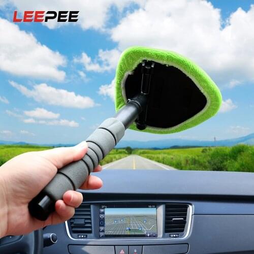 LEEPEE Microfiber Car Windshield Cleaning Brush Car Window Cleaner Telescopic Window Glass Cleaner Window Mist Eliminator