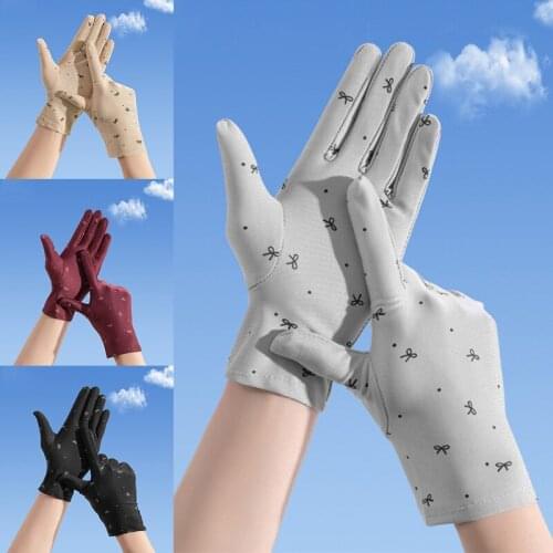 Summer Women Sun Protection Ice Silk Glove Outdoor Driving Cycling Sunscreen Thin Breathable Anti-UV Soft Quick Dry Gloves
