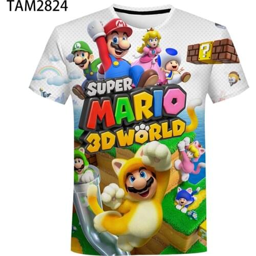 Mario 2021 summer new cotton mens womens 3D T-shirt children cool style comfortable round neck short sleeve
