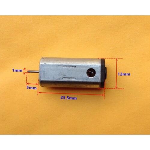 N50 micro DC motor 3V~4.2V vent motor shaft diameter 1mm 10*12*25.5mm 38000rpm high speed carbon brush motor
