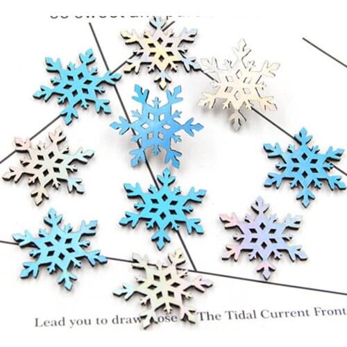 30Pcs/lot Lovely PU Fabric Christmas Gradient Snowflakes Patches Appliques Handmade DIY Three-dimensional Hair Accessories