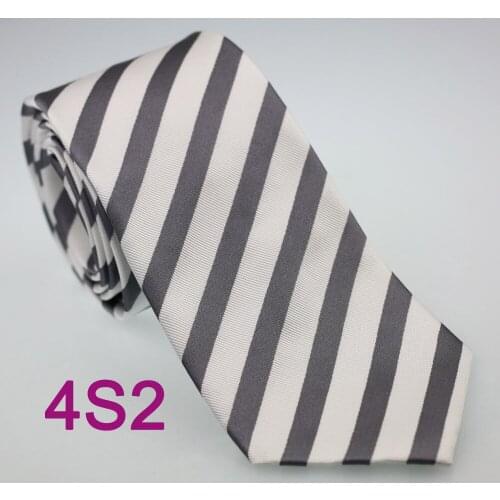 Coachella Mens ties 100% Pure Silk Tie White With Gray Stripes Woven Necktie Formal Neck Tie for Men dress shirts Wedding