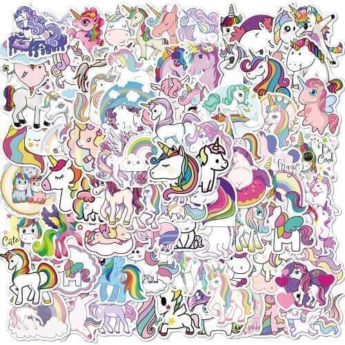 10/50/100Pcs Stickers for Unicorn Cartoon Animal Waterproof Cute Graffiti Sticker To DIY Luggage Notebook Laptop Guitar Decals