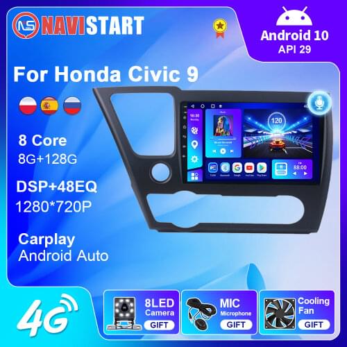 Android 10.0 Car Smart Radio Stereo For Honda Civic 9 2013 - 2016 American Version DSP Navigation Player GPS WIFI No 2 din DVD