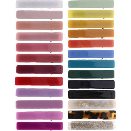 2021 new hot design candy solid korean design acrylic acetate rectangle bar japan hair side clips hairpin for kids baby girls