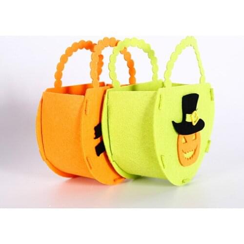 New Halloween Candy Bag Handbag Gift Bags for Child Kids Pumpkin Non-Woven Candy Container Happy Halloween Party Supplies