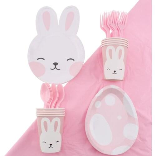 Birthday Party Rabbit Dishes 41 Disposable Tableware Rabbit-shaped Dishes Birthday Party Decoration Kids Wedding Party Supplies