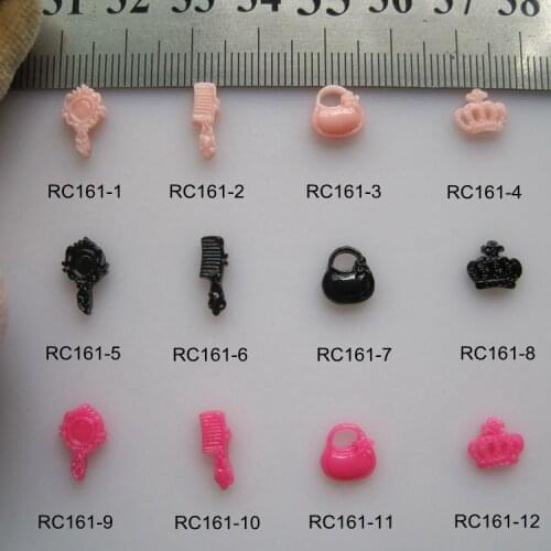 RC161 30pcs/bag Mirror Handbag Comb Crown Resin Cartoon Deco Nail Art Decoration Nail DIY Deco